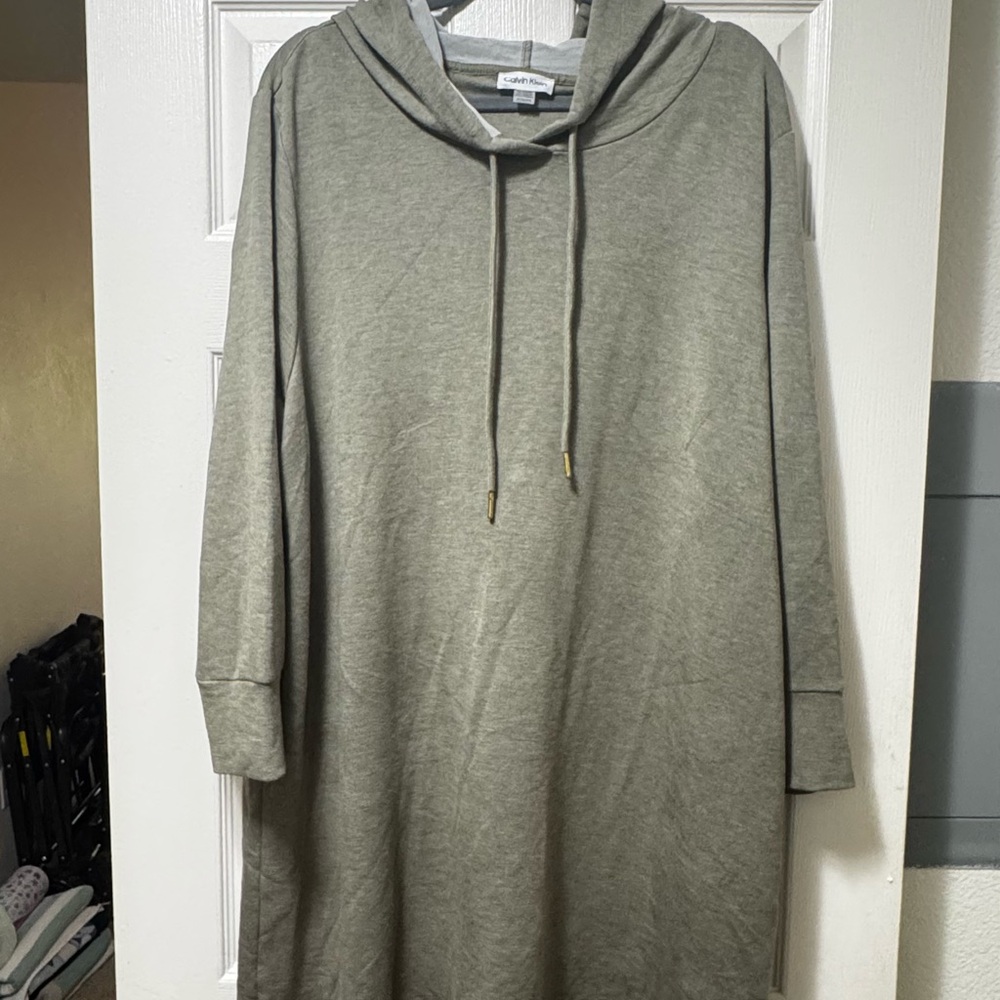 Calvin Klein Women's Olive Green Hooded Dress - Picture 2 of 9